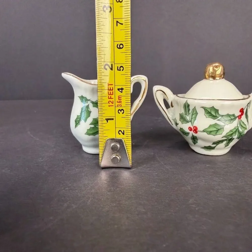 Vintage Formalities by Baum Bros. Miniature Christmas Holly Berries Tea Set